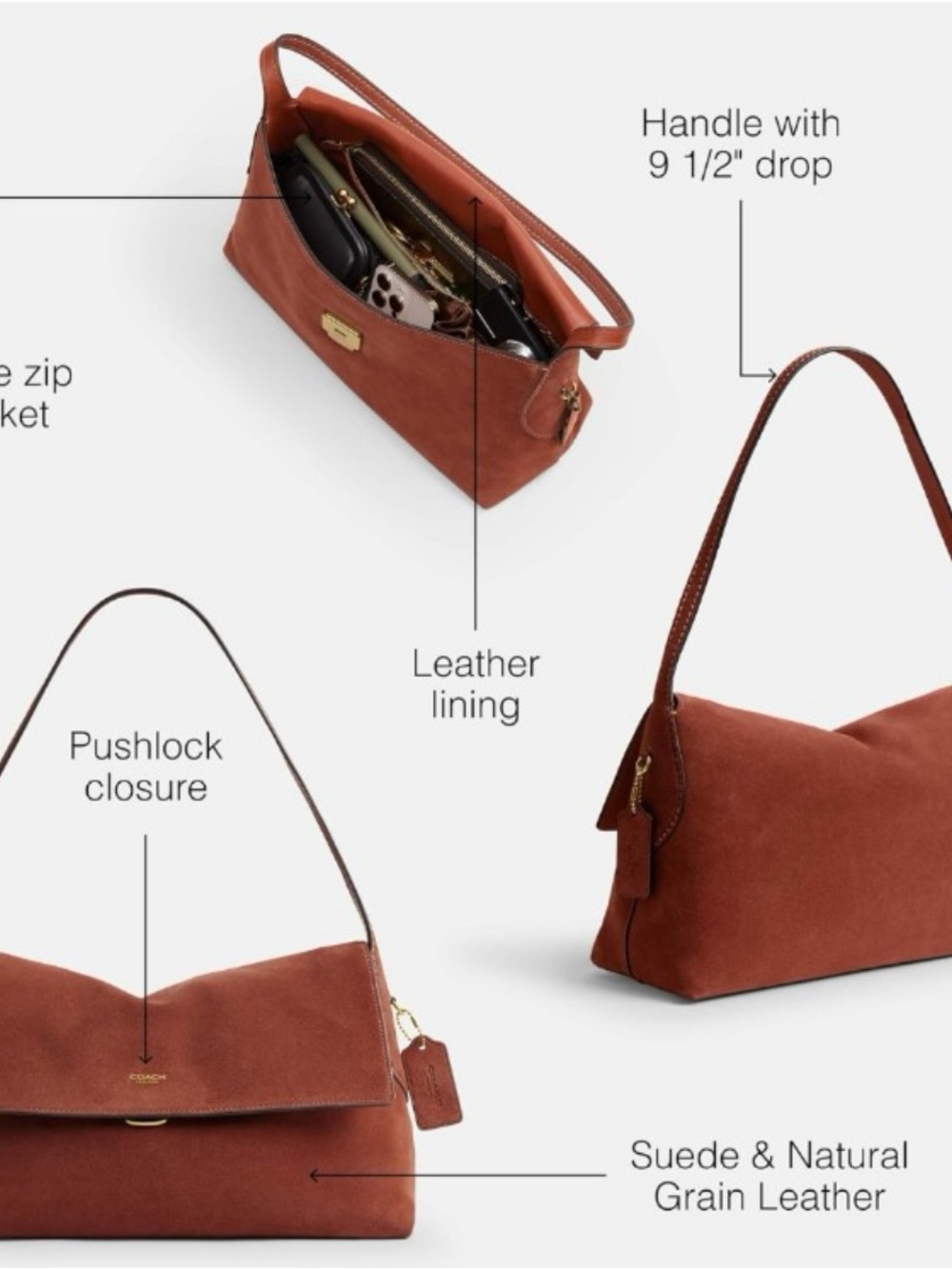 Coach chelsea 36 in suede clay / brass - Picture 8 of 10